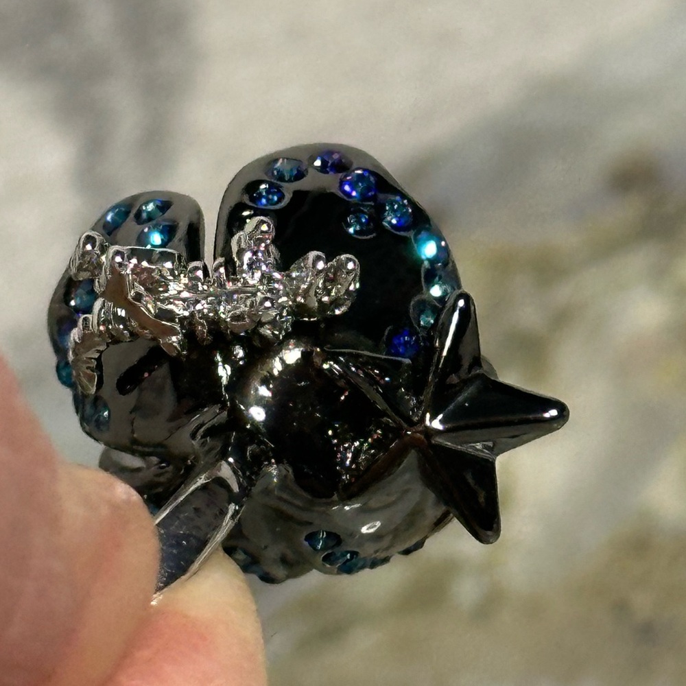 AUTHENTIC COACH double finger ring M/L skull rexy tearose star pyramid b… - Picture 6 of 16